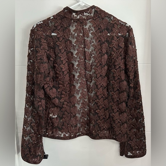 ✨NWT✨ JS Collections: Women’s Chocolate Floral Blazer- Size 6 - Picture 3 of 14